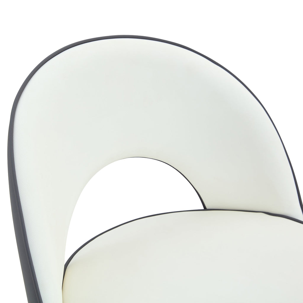 Modern White and Dark Gray Spliced Color PU Upholstered Bar Chair with
