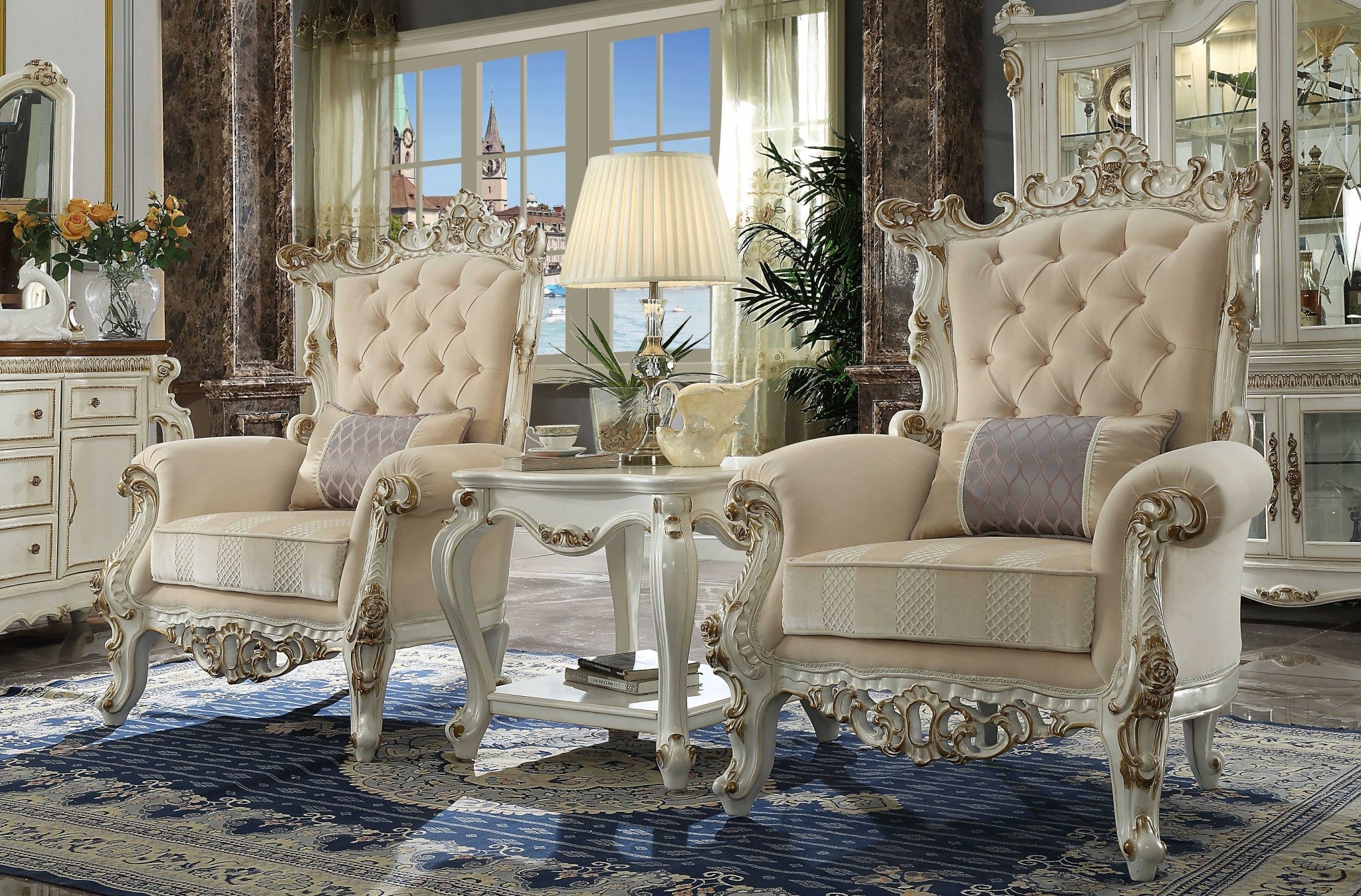 38inches X 38inches X 52inches Fabric Antique Pearl Upholstery