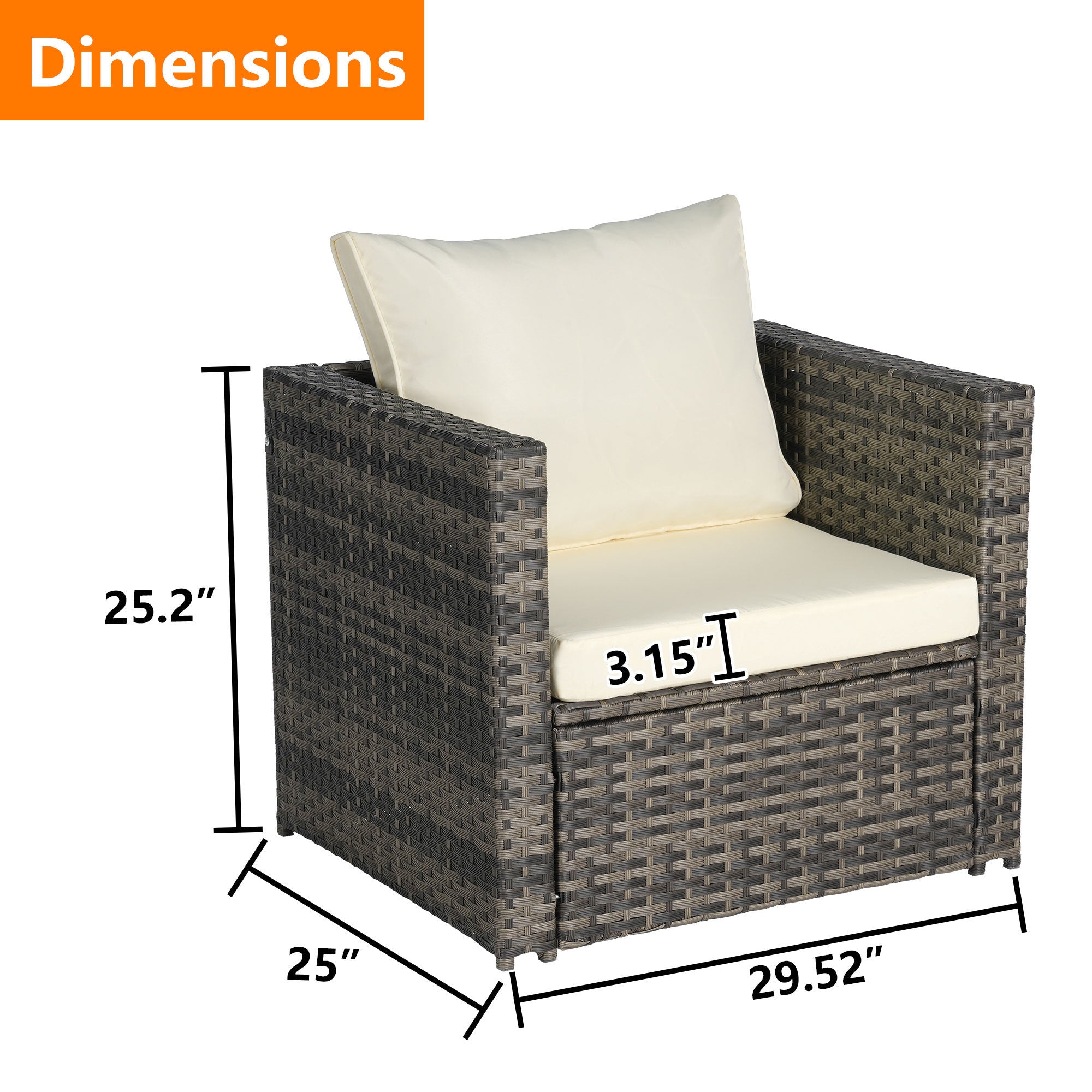 Outdoor Patio Rattan Sofa Set – Garden Wicker Chair Set with Cushions,