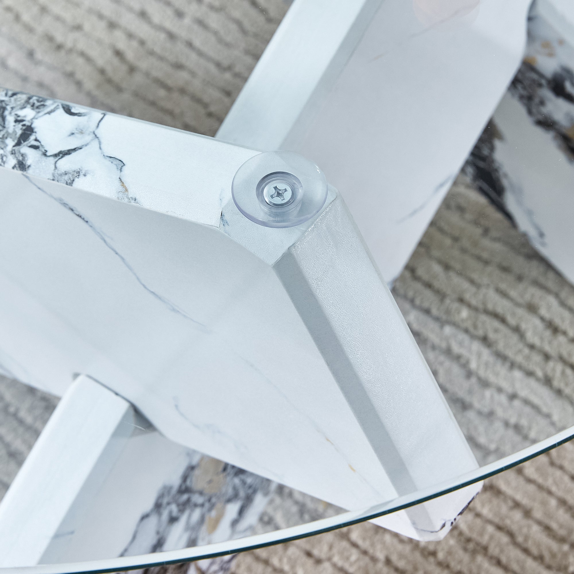 Modern Round Glass Coffee Table – 33.4" Tempered Glass Top with MDF