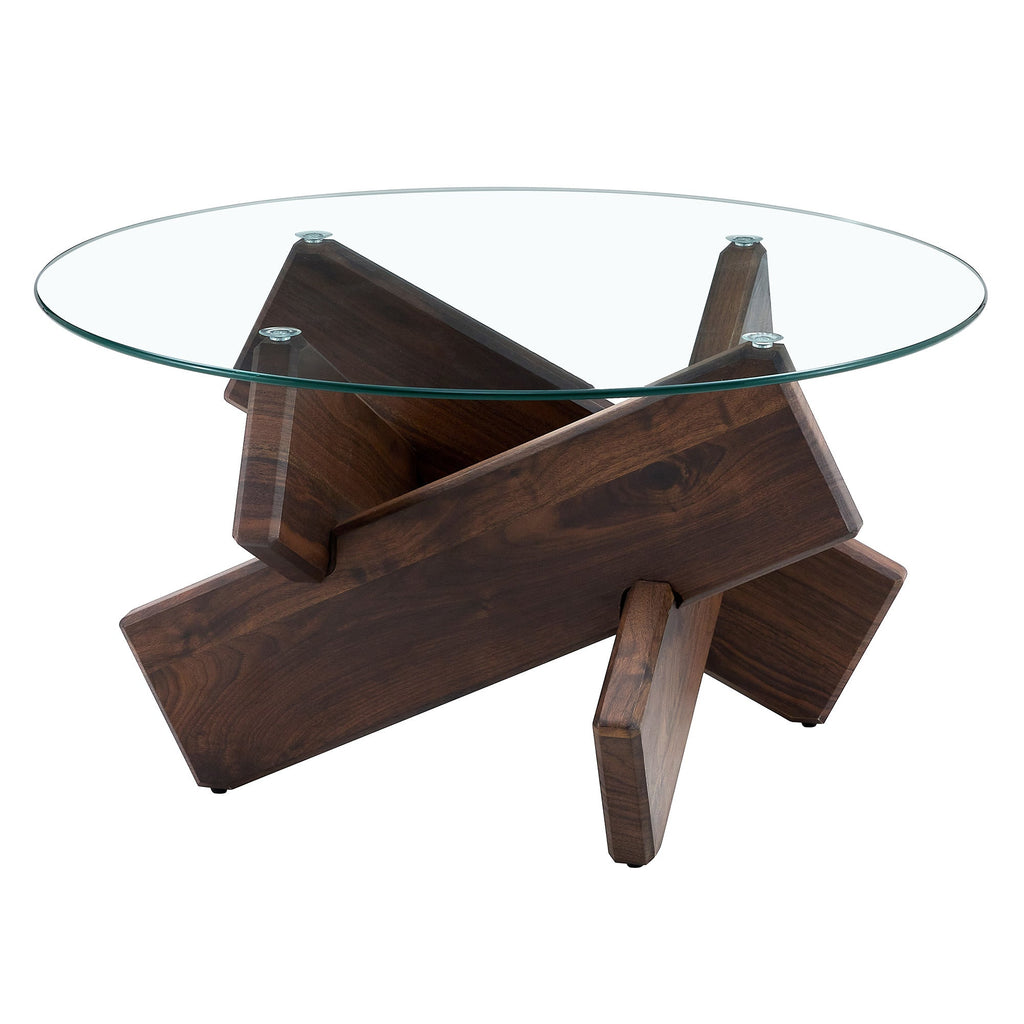 Modern Round Glass Coffee Table – 33.4" Tempered Glass Top with MDF