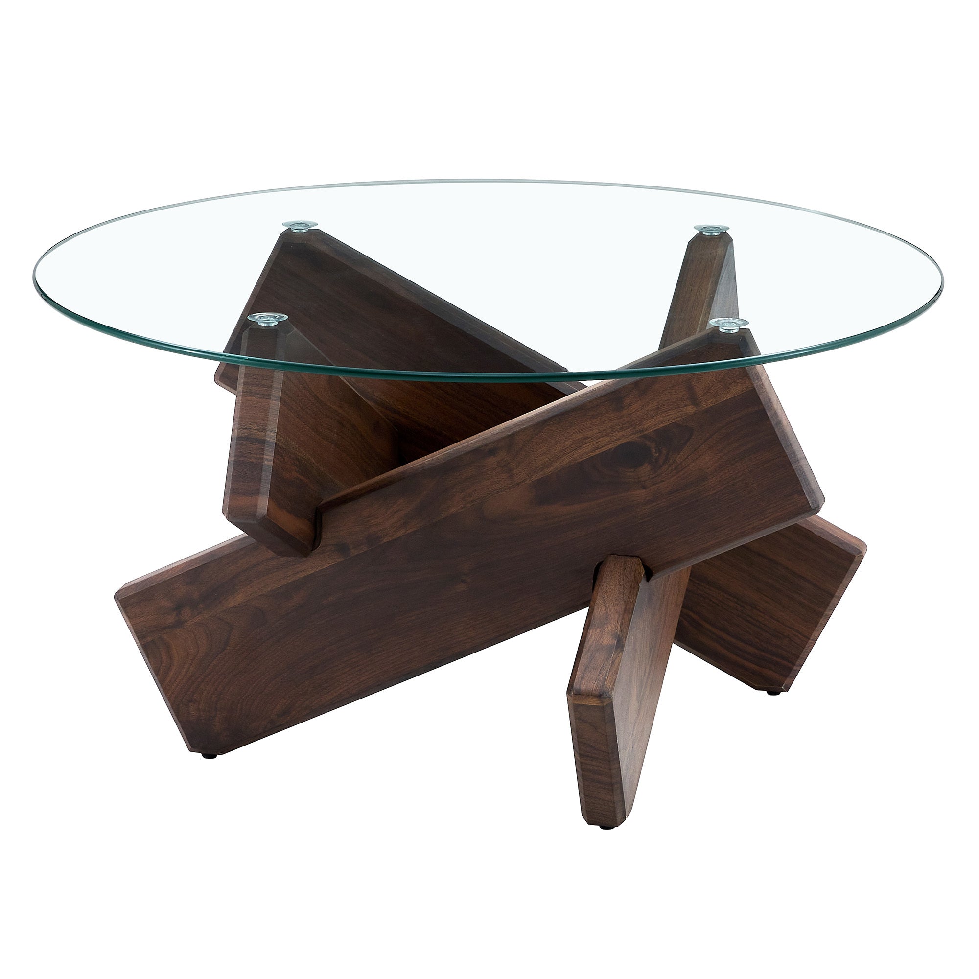 Modern Round Glass Coffee Table – 33.4" Tempered Glass Top with MDF
