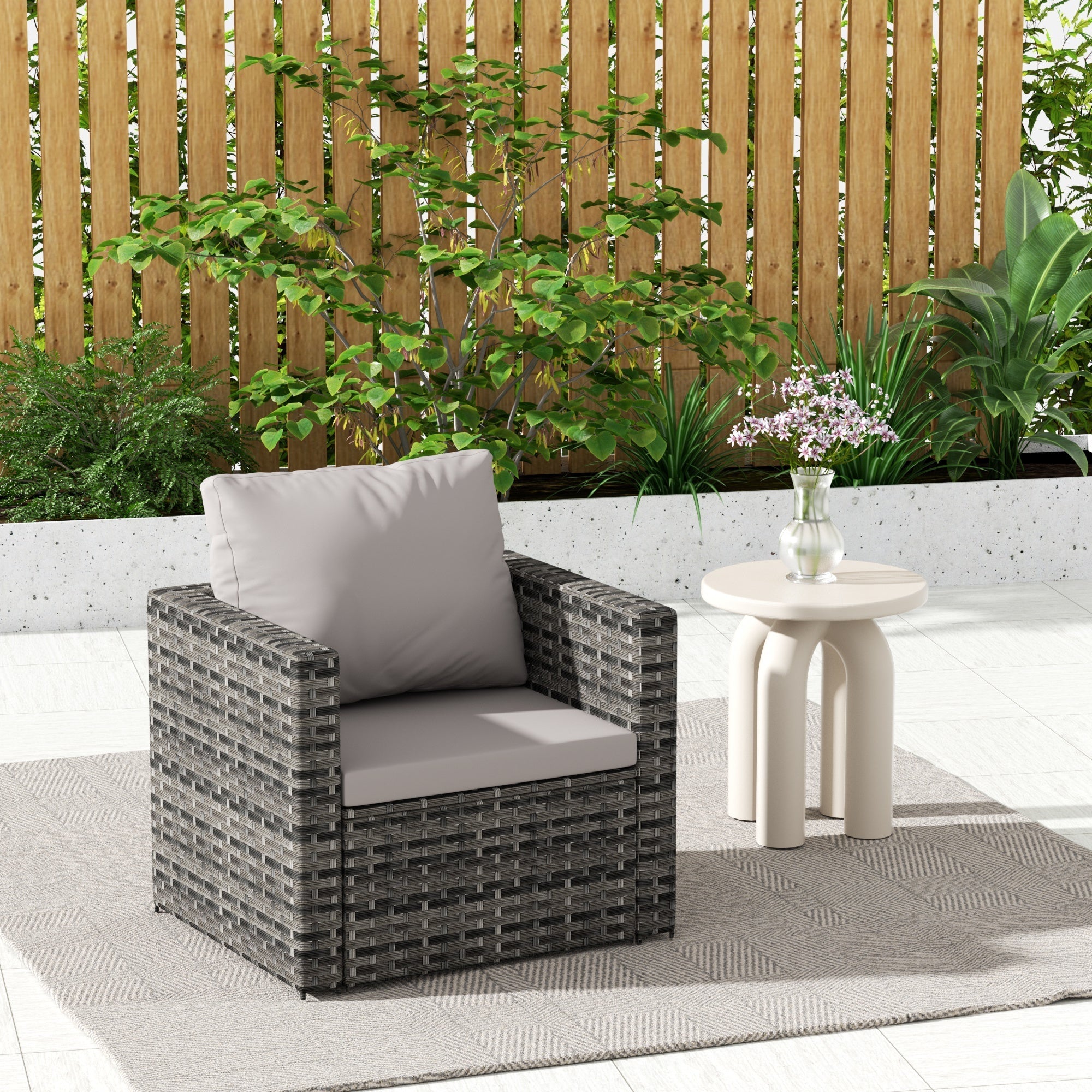 Outdoor Patio Rattan Sofa Set – Garden Wicker Chair Set with Cushions,