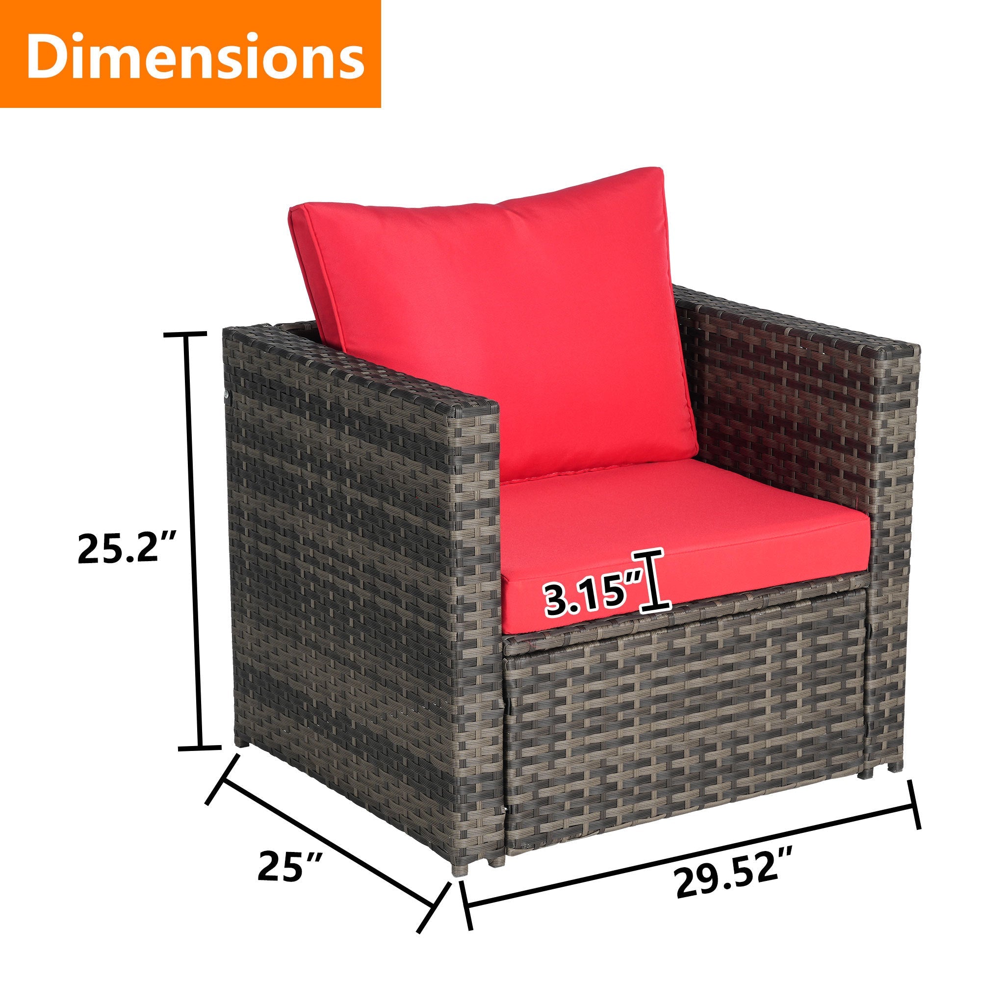 Outdoor Patio Rattan Sofa Set – Garden Wicker Chair Set with Cushions,