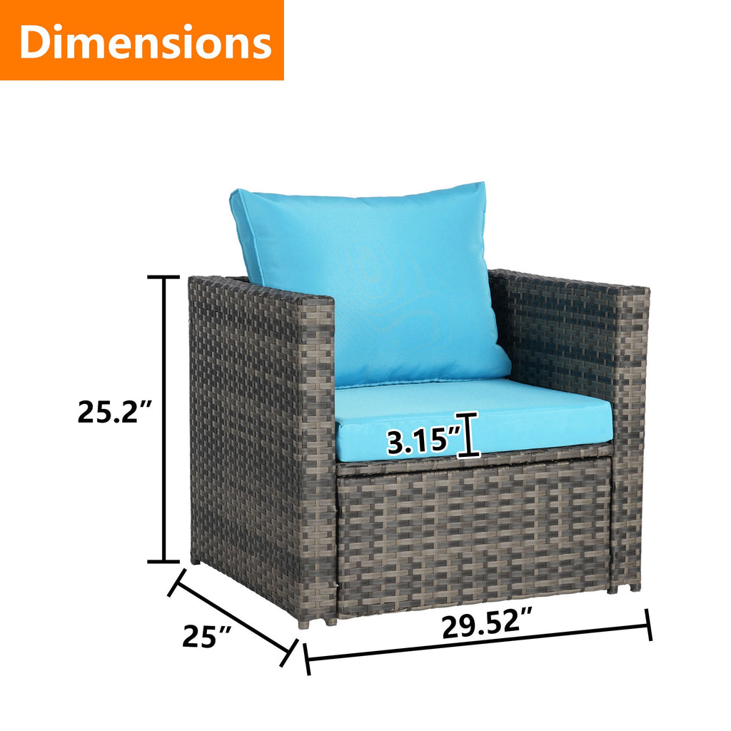 Outdoor Patio Rattan Sofa Set – Garden Wicker Chair Set with Cushions,