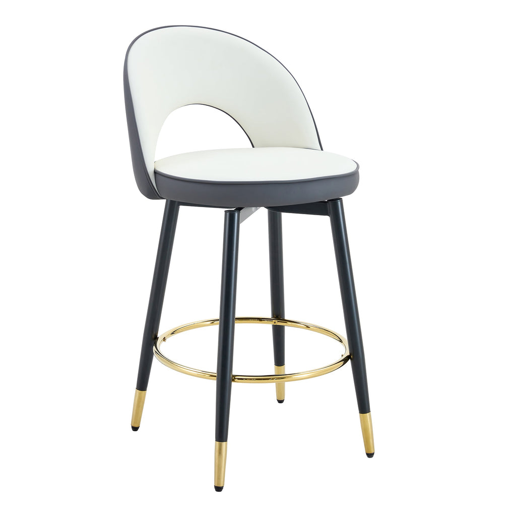 Modern White and Dark Gray Spliced Color PU Upholstered Bar Chair with