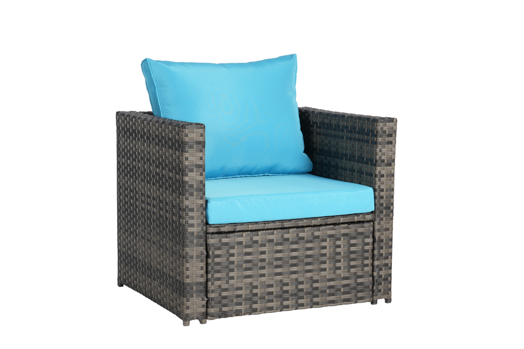 Outdoor Patio Rattan Sofa Set – Garden Wicker Chair Set with Cushions,