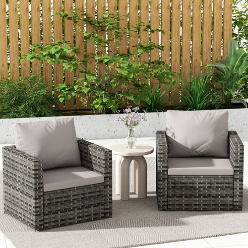 Outdoor Patio Rattan Sofa Set – Garden Wicker Chair Set with Cushions,