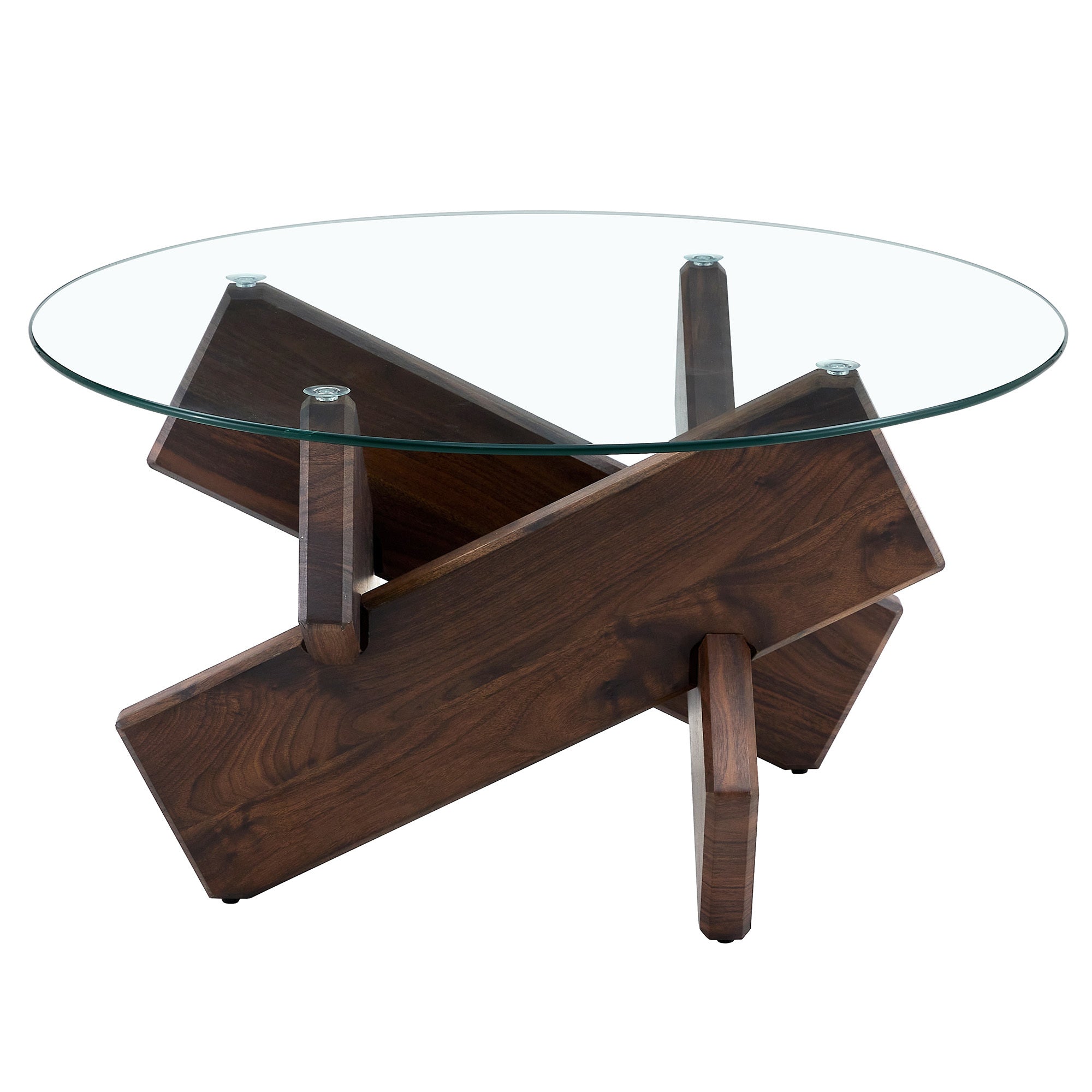 Modern Round Glass Coffee Table – 33.4" Tempered Glass Top with MDF