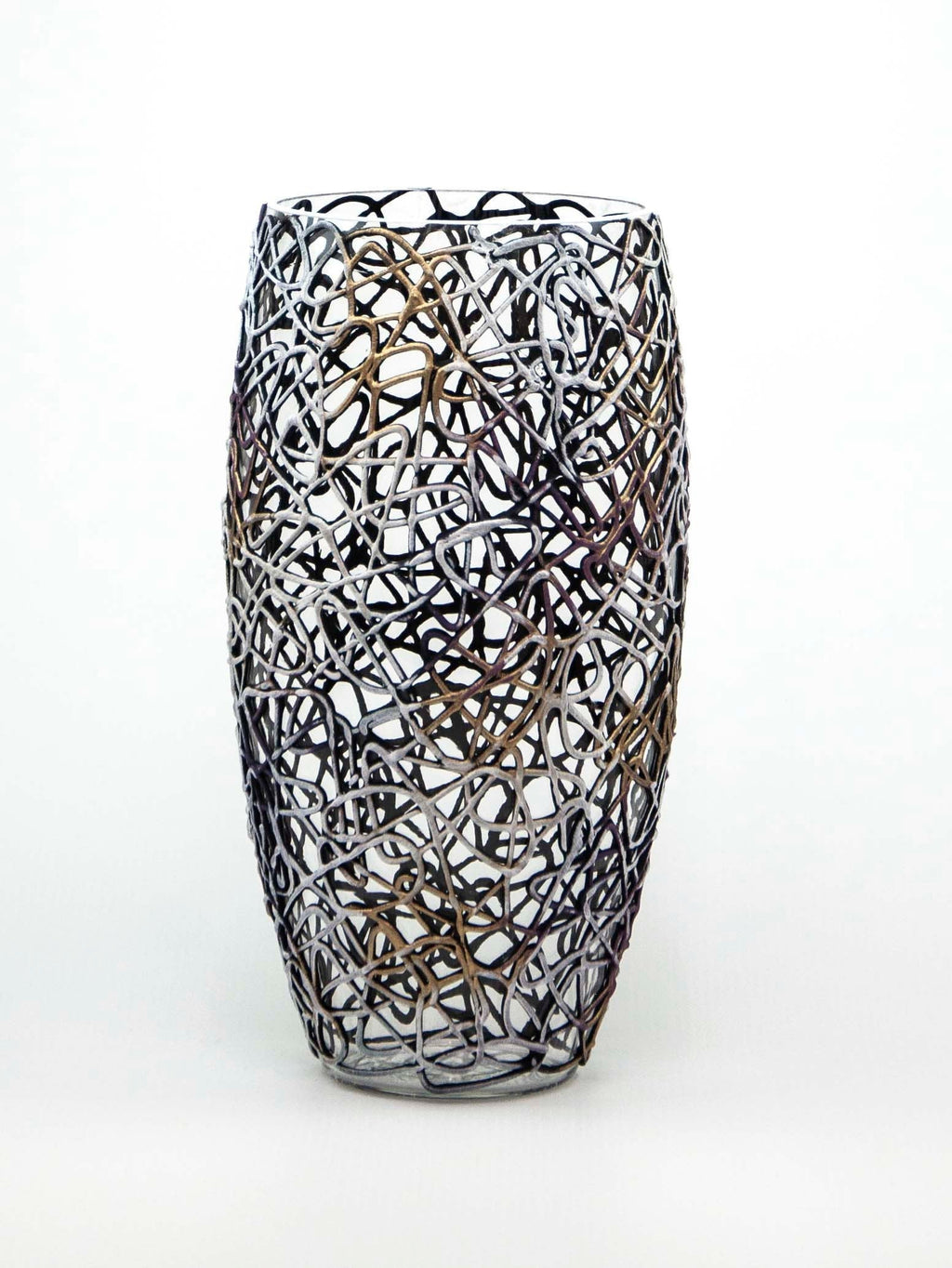 Art Decorated Glass Oval Vase | Interior Design Home Room Decor | Tabl