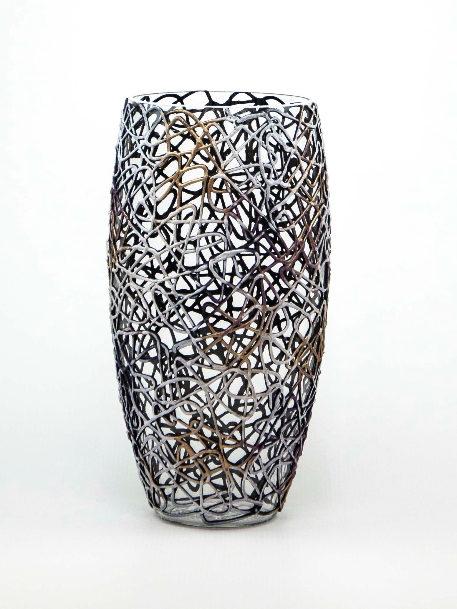 Art Decorated Glass Oval Vase | Interior Design Home Room Decor | Tabl