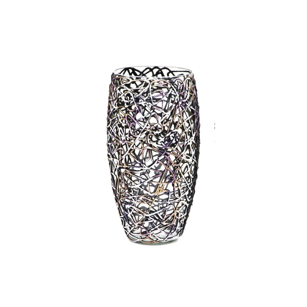 Art Decorated Glass Oval Vase | Interior Design Home Room Decor | Tabl